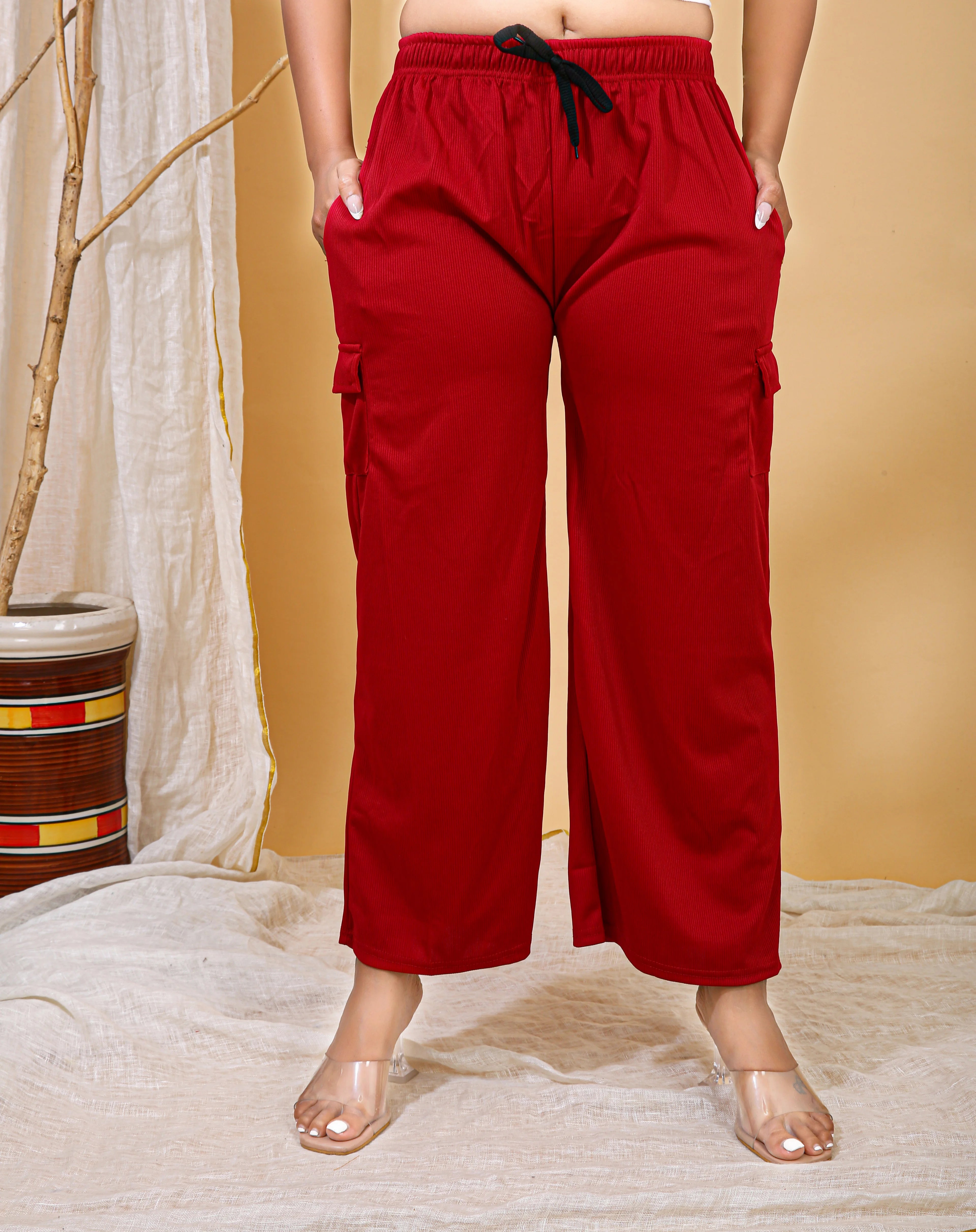 Crimson Cotton-Blend Trendy Cargo Pant