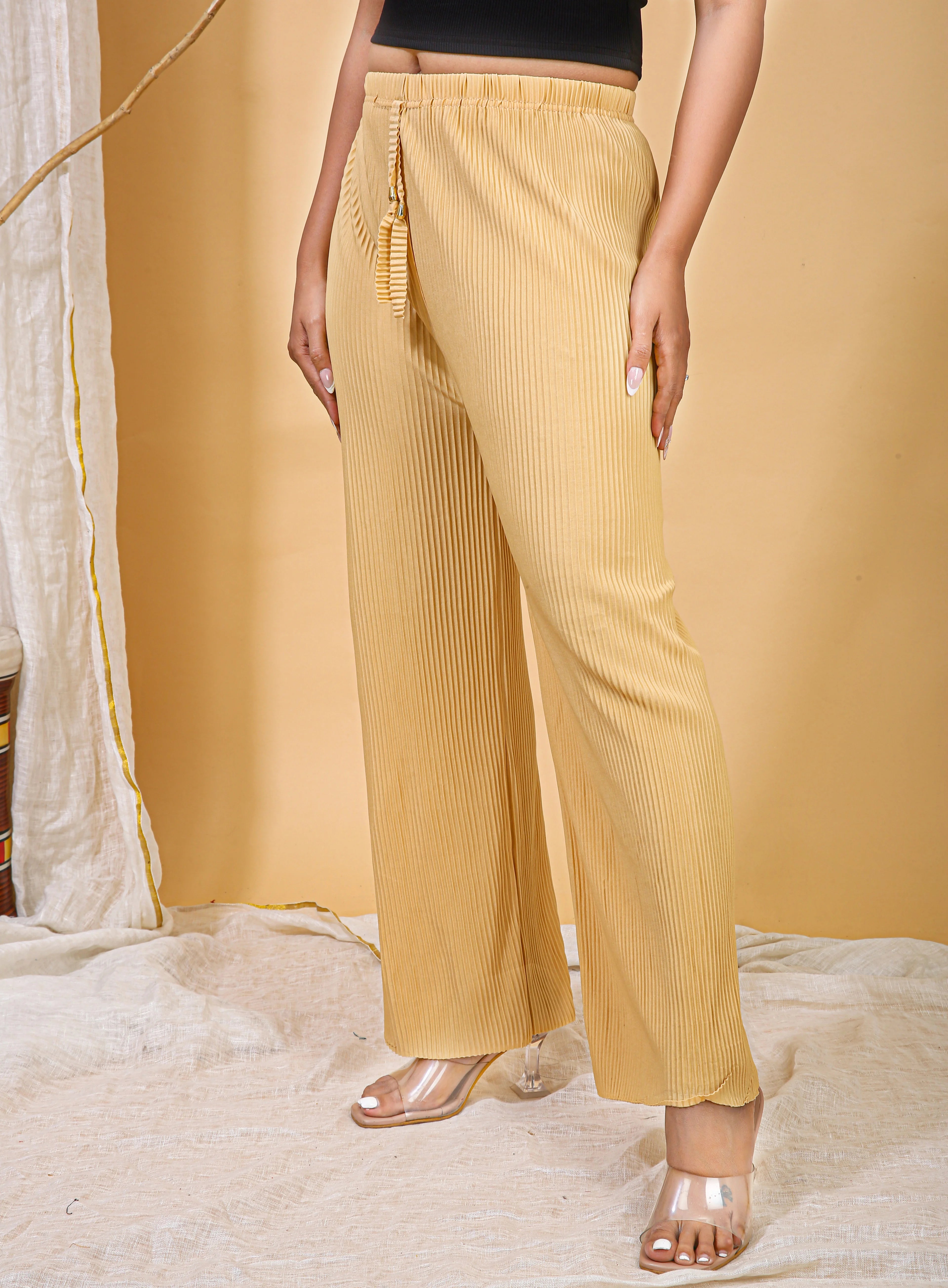 Hasnain Signature Honey Beige Solid Palazzo