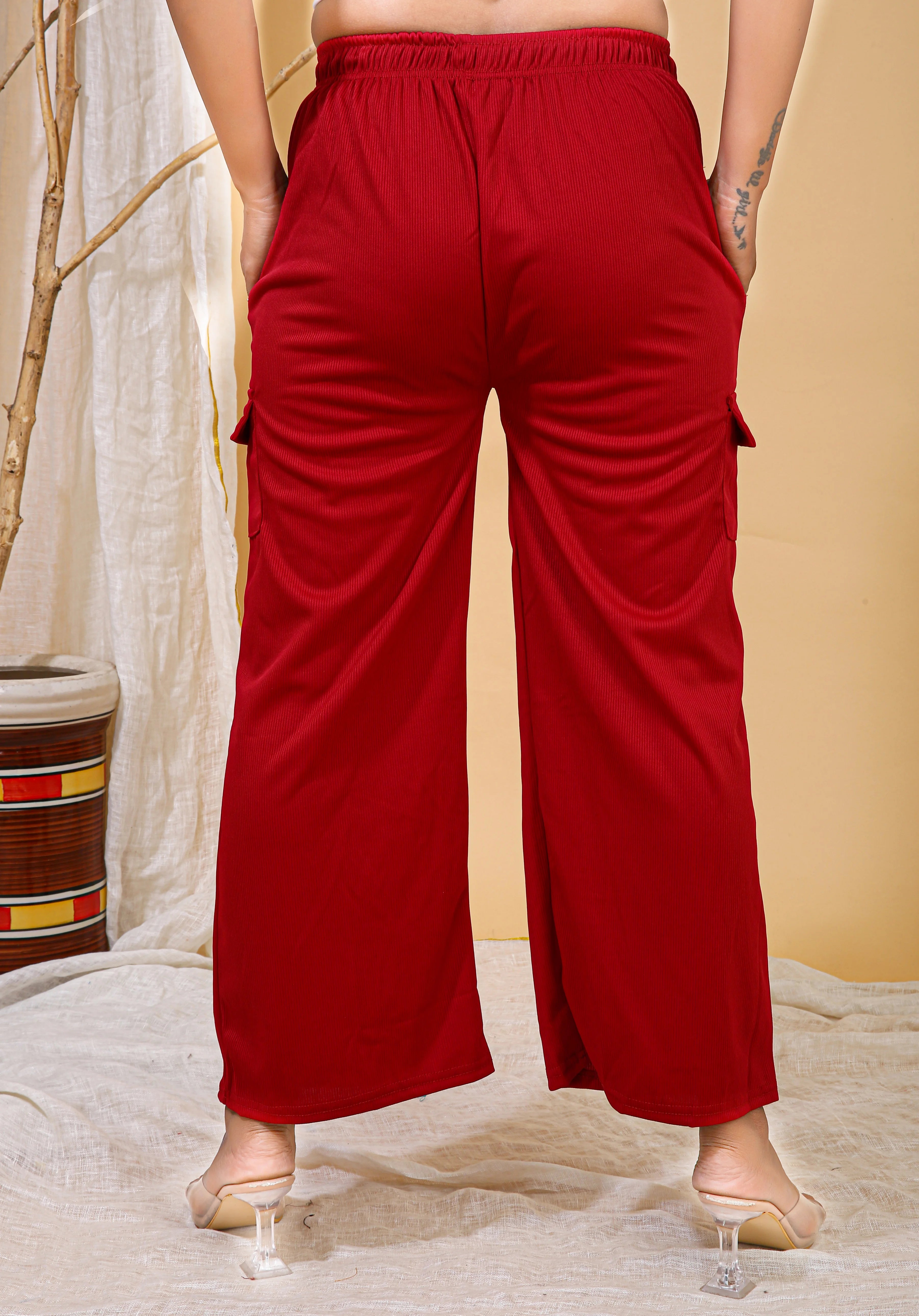 Crimson Cotton-Blend Trendy Cargo Pant